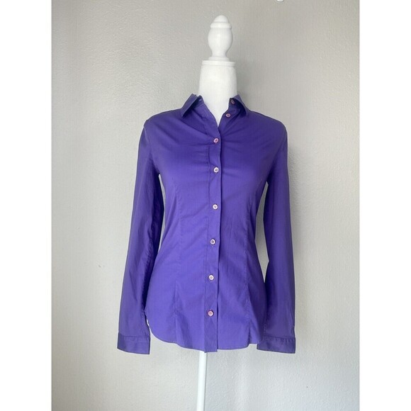 Prada Purple Button Up Cotton Blouse Women’s European Sz 38 EU Made in Italy A1 - Picture 1 of 8